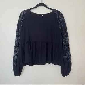 Free People Embroidered Penny Tee